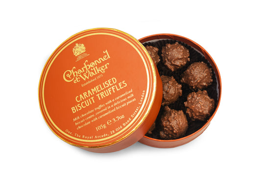 A round box of truffles