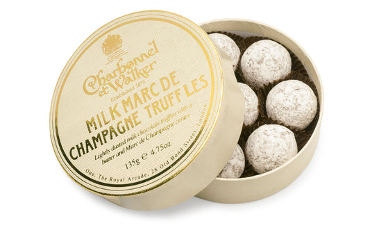 A round box of truffles