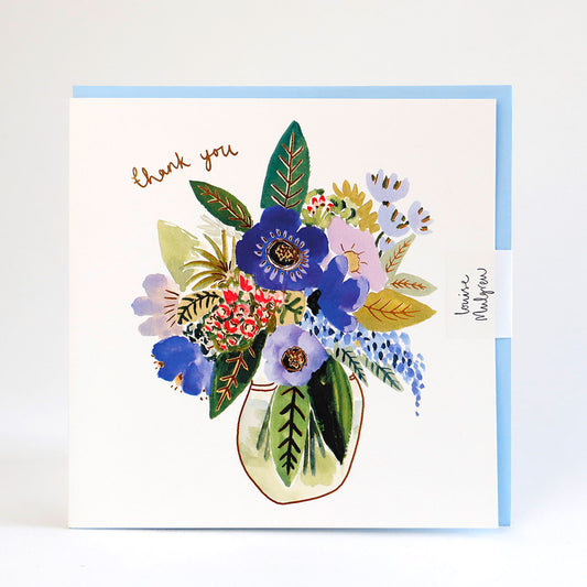 Thank you card with an illustration of flowers in a vase